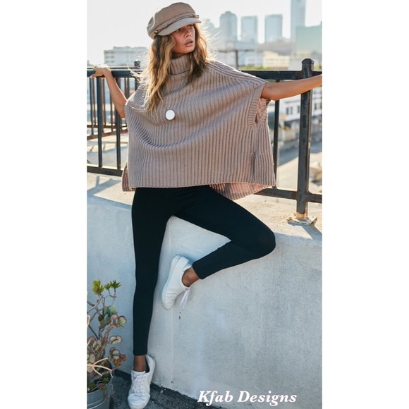 ❤️LAST 1! Softest Turtle Neck Solid Sweater Cape! - Picture 4 of 7
